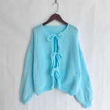 Women Round Neck lace knitting cardigan jacket