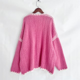 Women Nordic knitting Solid sweater jacket