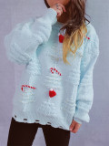 Christmas Women Solid Pearl Flocking New Year Sweater