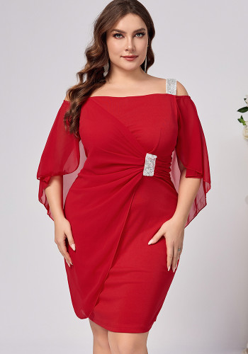 Plus Size Women Sleeve Strap Dress