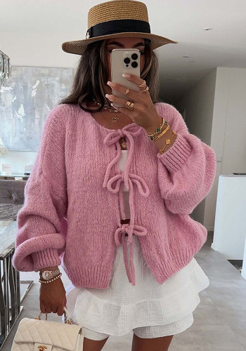 Women Round Neck lace knitting cardigan jacket