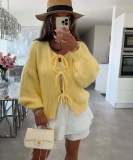 Women Round Neck lace knitting cardigan jacket