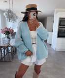 Women Nordic knitting Solid sweater jacket