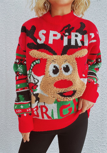 Christmas Women Elk Jacquard Top Sweater
