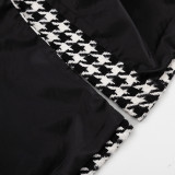 Women houndstooth Maxi windbreaker