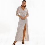 Women Sexy Vintage Green Sequin Dress