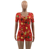 Christmas Women printed knitting jumpsuit