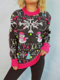Christmas Women Jacquard Ball Round Neck Sweater