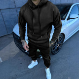 Men's Sports Casual Solid Hoodies and PantTwo Piece Set