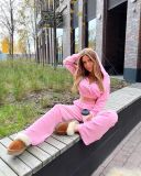 Women Long Sleeve Zipper Casual Hoodies and Long PantsTwo Piece Set