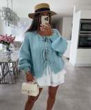 Women Round Neck lace knitting cardigan jacket