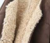 Women retro reversible lamb wool warm jacket