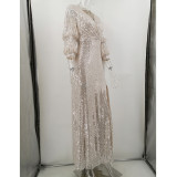 Women Sexy Vintage Green Sequin Dress