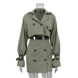 Women British style short Cargo jacket and Skirt Two Piece Set