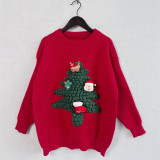 Christmas and New Year Women flocked Christmas tree red sweater