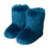Women furry boots winter warm plus velvet mid-calf boots snow boots