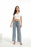 Women Casual retro blue denim trousers