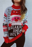 Christmas Women Santa Claus Embroidery Gold Thread Sweater Sweater