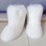 Women furry boots winter warm plus velvet mid-calf boots snow boots