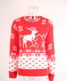 Christmas Plus Size Women Christmas tree Round Neck red sweater