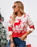 Christmas Plus Size Women Christmas tree Round Neck red sweater