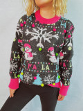 Christmas Women Jacquard Ball Round Neck Sweater