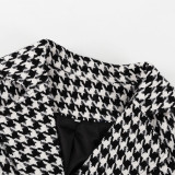 Women houndstooth Maxi windbreaker