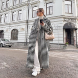 Women houndstooth Maxi windbreaker