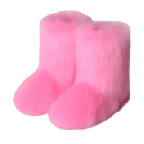 Women furry boots winter warm plus velvet mid-calf boots snow boots