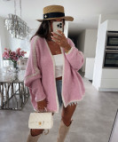 Women Nordic knitting Solid sweater jacket