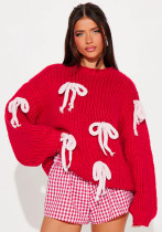 Christmas Women retro lace top sweater