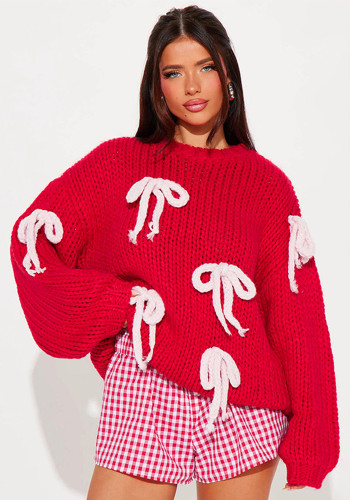 Christmas Women retro lace top sweater