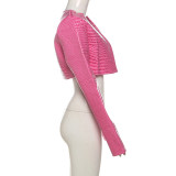 Women autumn and winter Style Round Neck Solid Crop coat