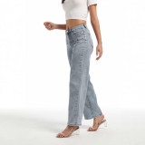 Women Casual retro blue denim trousers