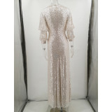 Women Sexy Vintage Green Sequin Dress