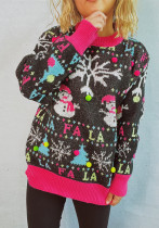 Christmas Women Jacquard Ball Round Neck Sweater