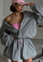 Women sports autumn long-sleeved jacket and shorts Two Piece Set Women sports autumn long-sleeved jacket and shorts Two Piece Set