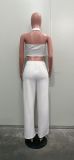 Women solid v-neck Halter Neck vest and PantTwo Piece Set