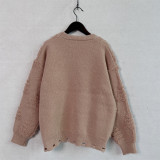 Christmas Women Solid Pearl Flocking New Year Sweater