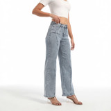 Women Casual retro blue denim trousers