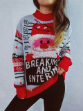 Christmas Women Santa Claus Embroidery Gold Thread Sweater Sweater