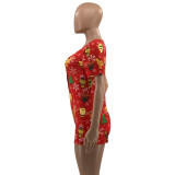 Christmas Women printed knitting jumpsuit