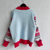Christmas Women Santa Claus Embroidery Gold Thread Sweater Sweater