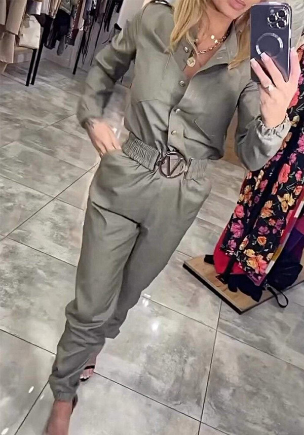 Women Autumn Long Sleeve Casual Jumpsuit