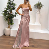 Women party satin Casual Patchwork dress
