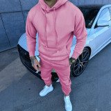 Men's Sports Casual Solid Hoodies and PantTwo Piece Set