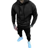 Men's Sports Casual Solid Hoodies and PantTwo Piece Set