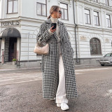 Women houndstooth Maxi windbreaker