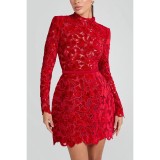 Women Long Sleeve Zipper Casual Party Dress