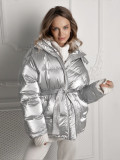 Women hooded sports outdoor shiny Padding jacket